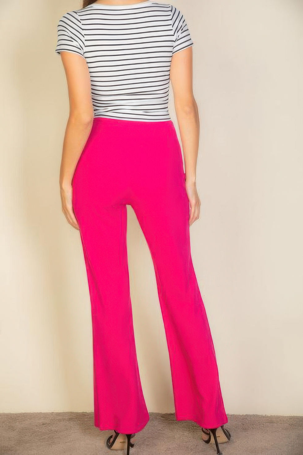 Thumbnail: High Waist Stretch Crepe Flare Pants    