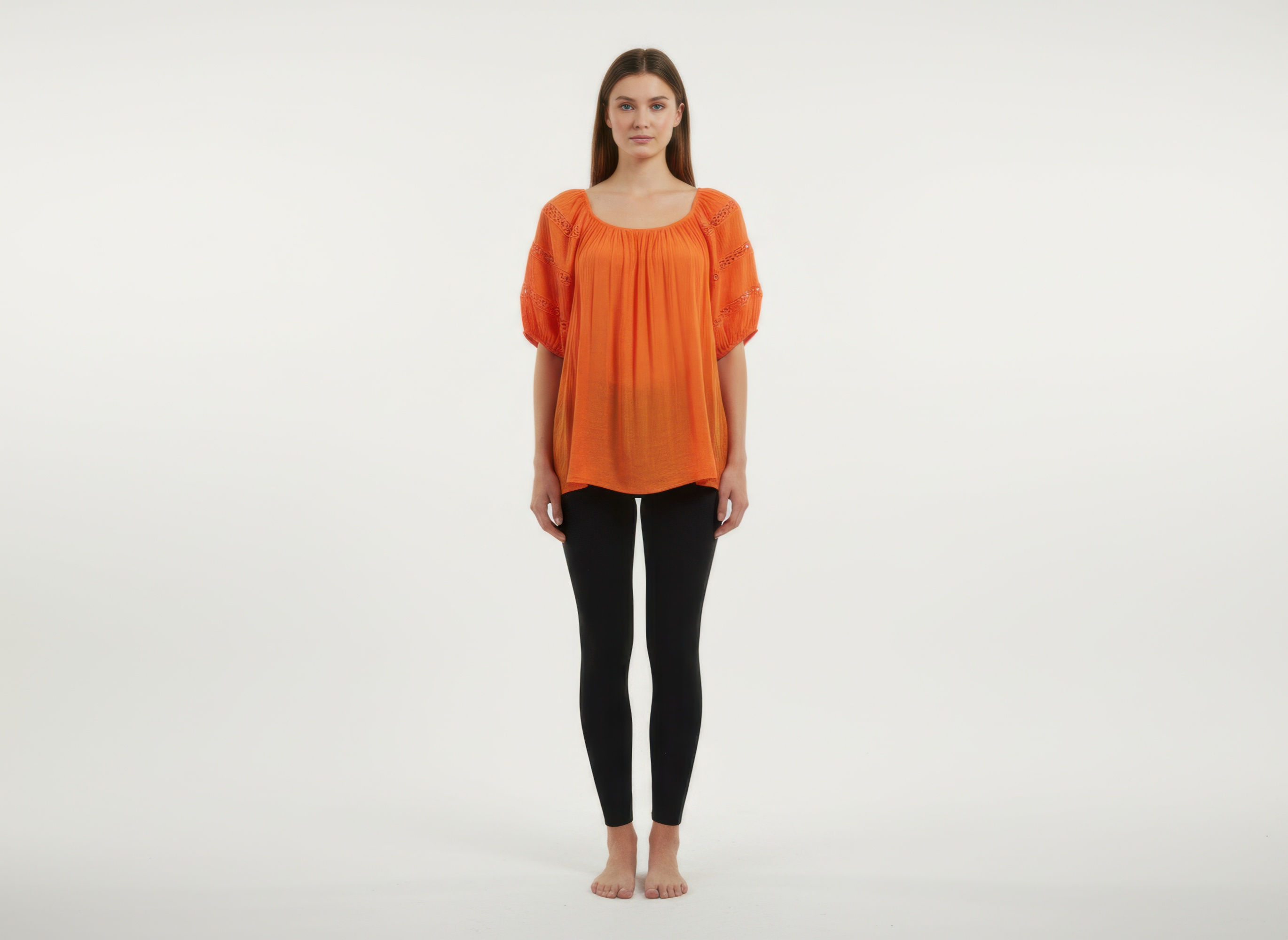 Unique Spectrum Solid Short Sleeve Blouse