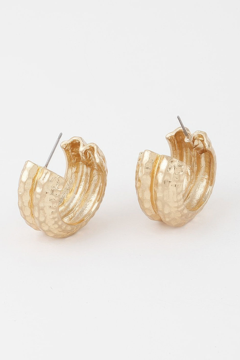 Thumbnail: Double Hammered Hoop Earrings