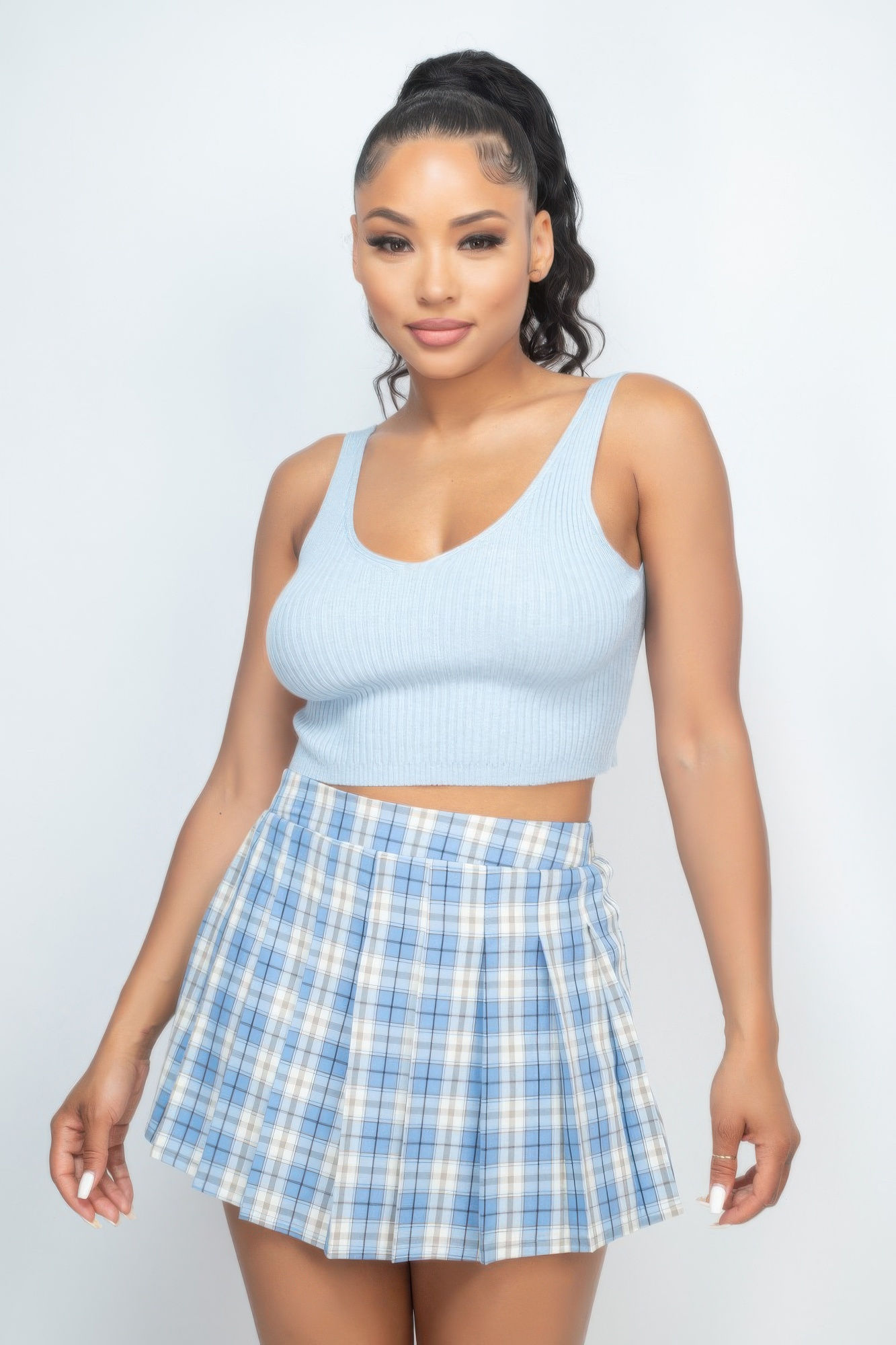 Crop Tank Top & Cardigan Sweater Set