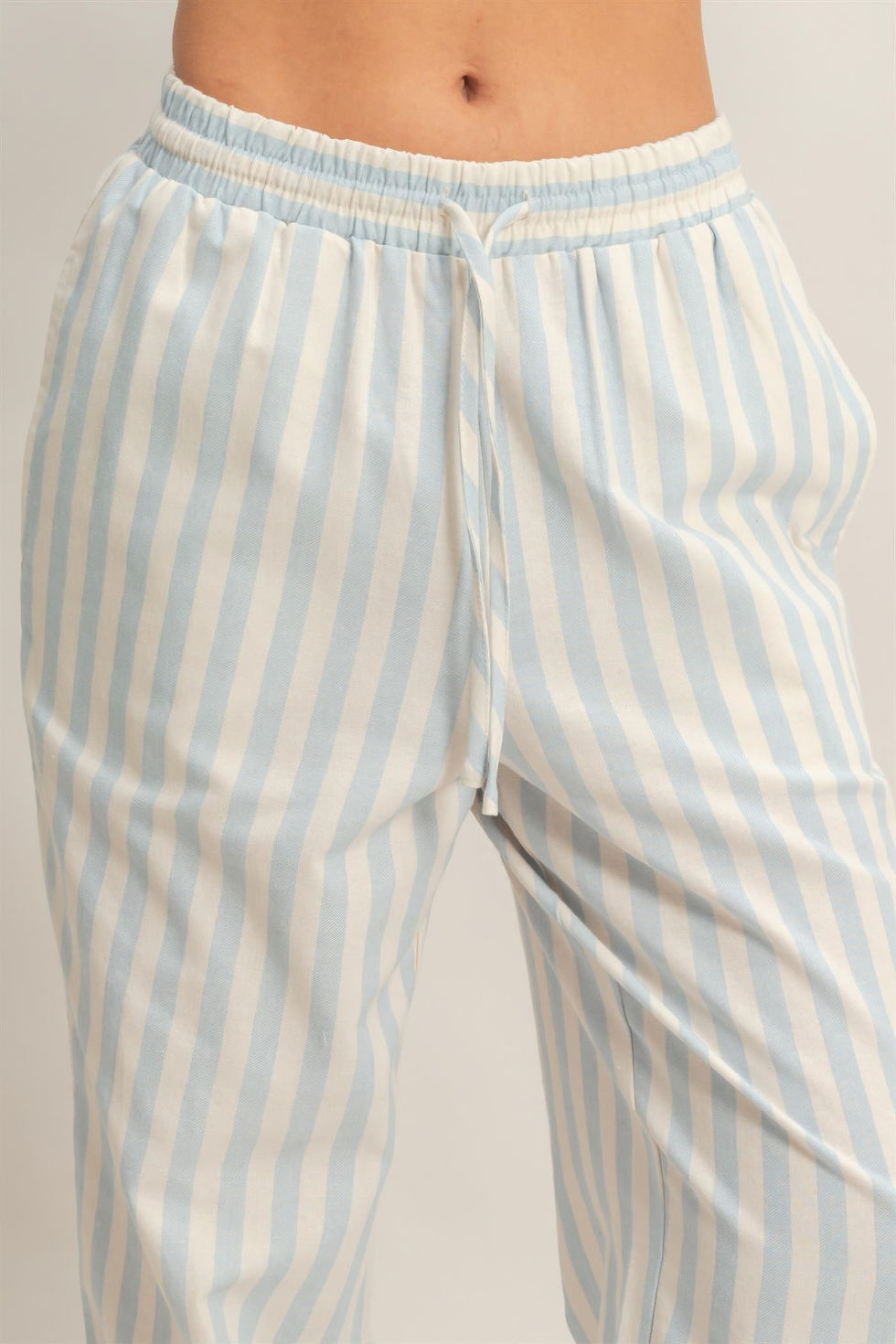 Thumbnail: Vertical Striped Elastic Pants With Side Pockets