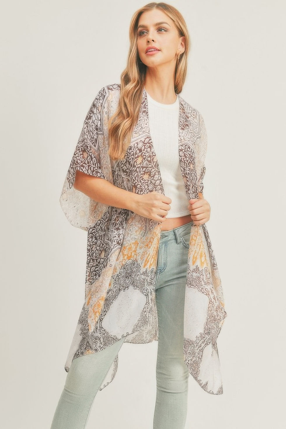 Thumbnail: Allover Mixed Print Kimono 