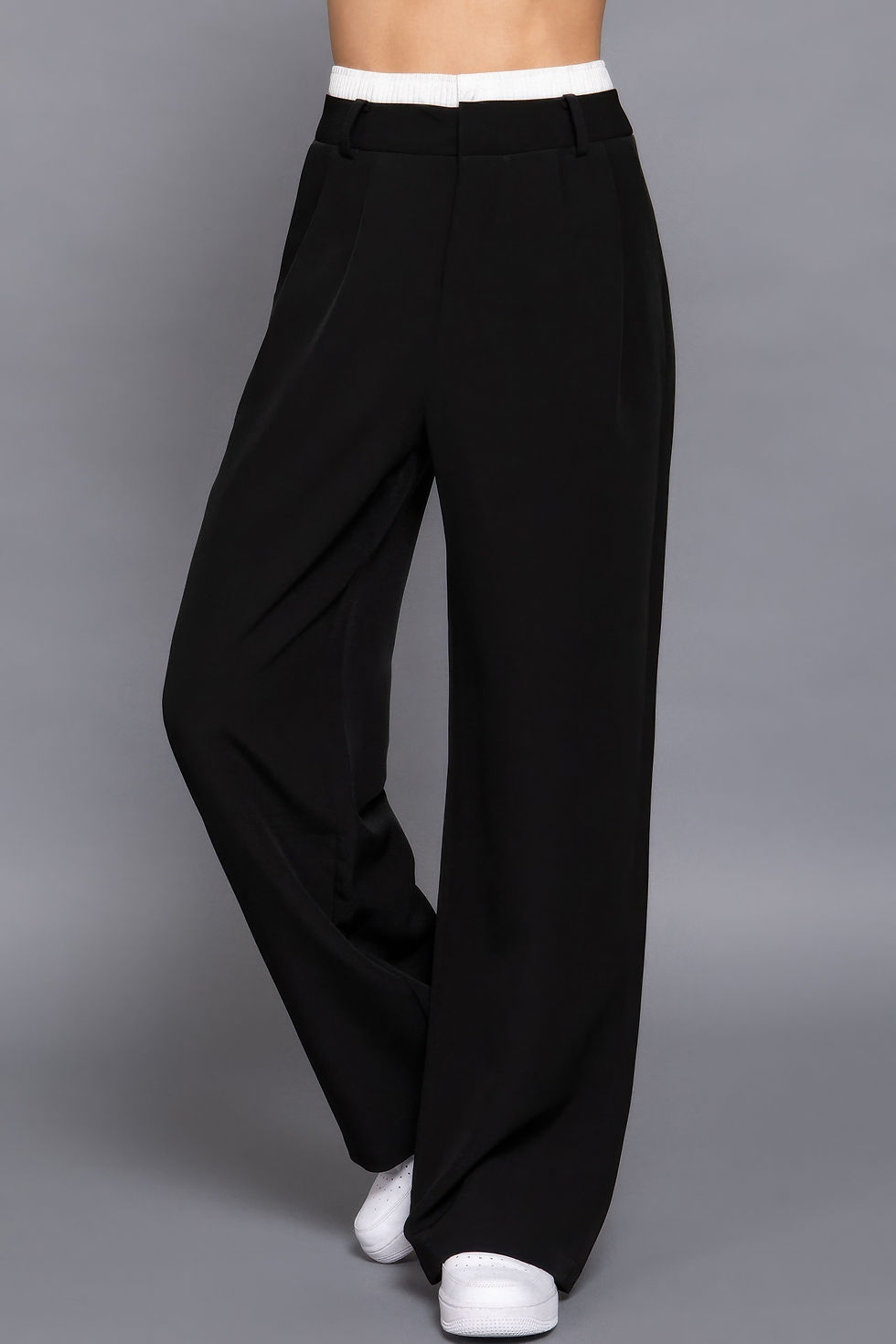 Thumbnail: Contrast Waist Boxer Straight Long Pants     