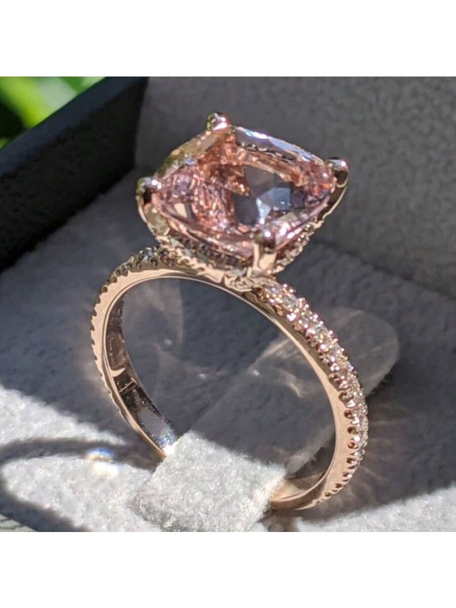 Thumbnail: 1pc Fashionable Minimalist Alloy Ring With Cubic Zirconia Decoration, Suitable 