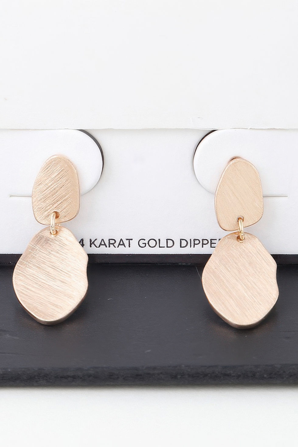 Thumbnail: Abstract Double Engraved Drop Earrings