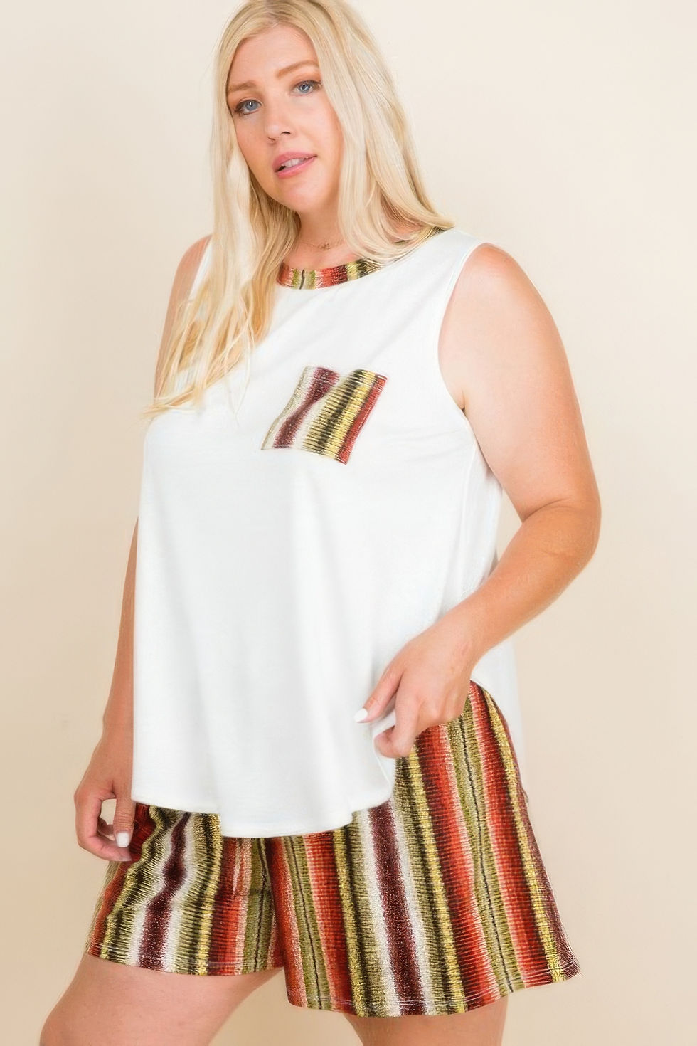 Thumbnail: Plus Size Solid Sleeveless French Terry Tank Top