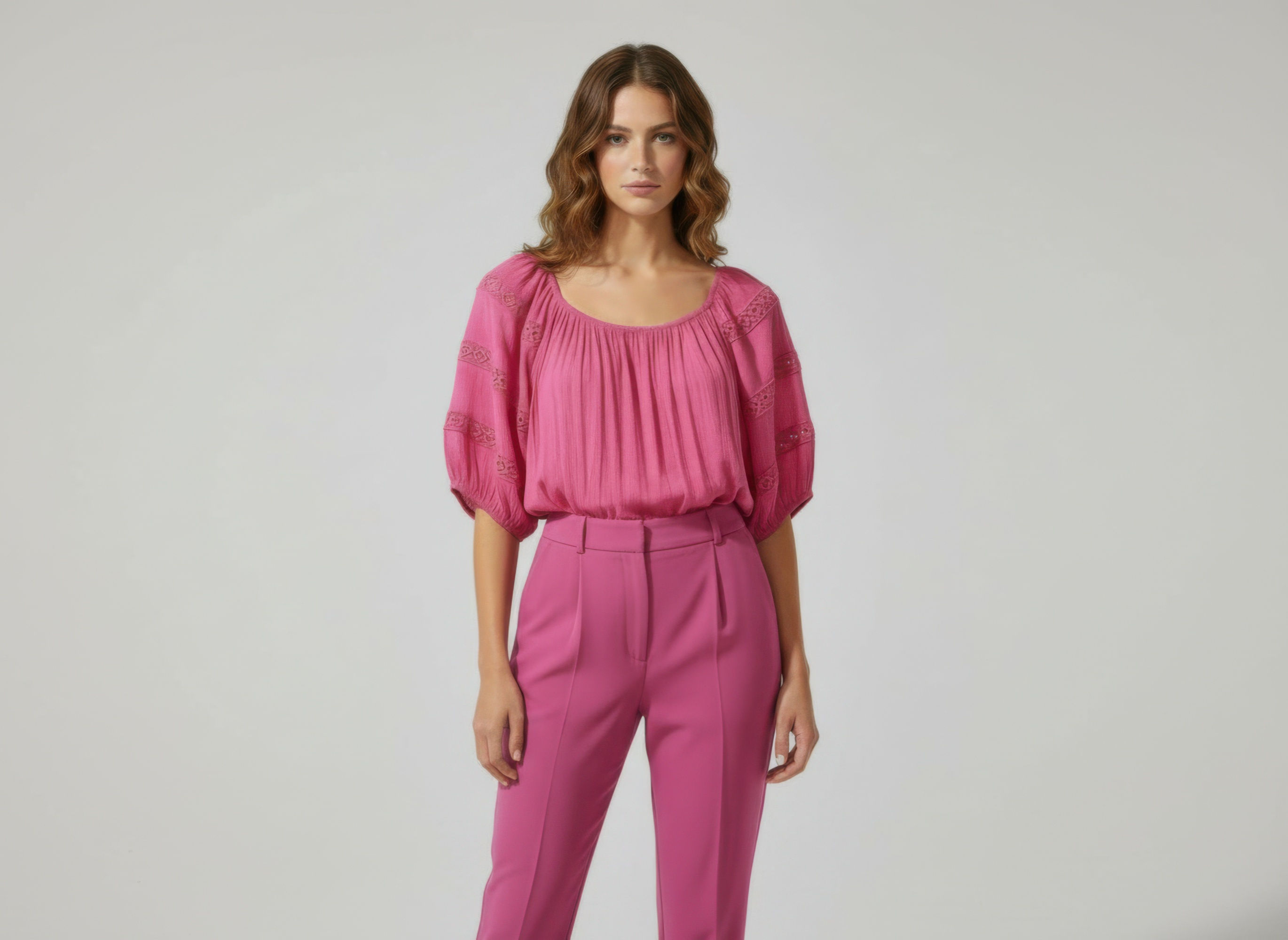 Unique Spectrum Solid Short Sleeve Blouse