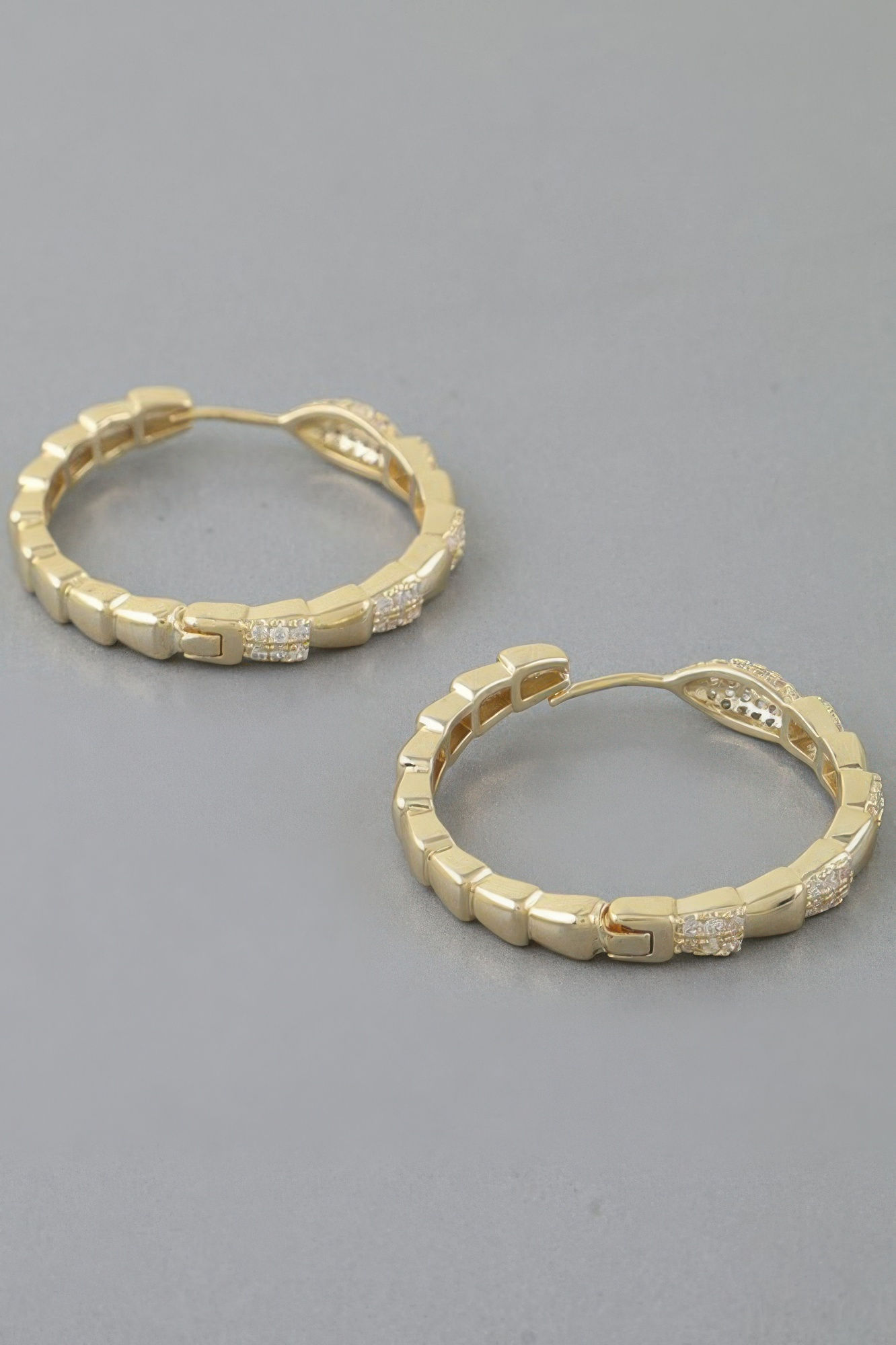 Bejeweled Snake Scale Hoop Earrings