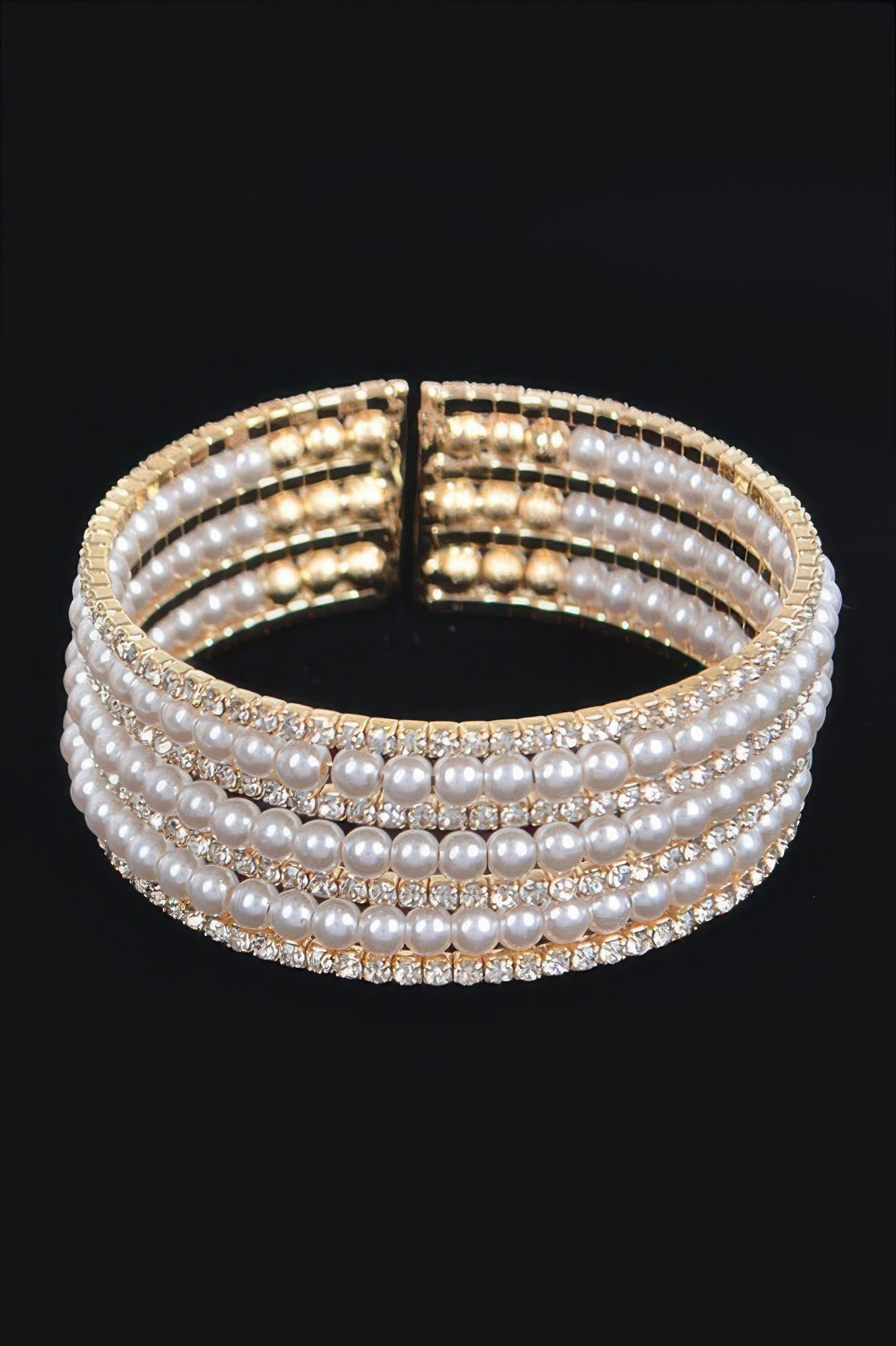 Pearl&stone Wire Bracelet