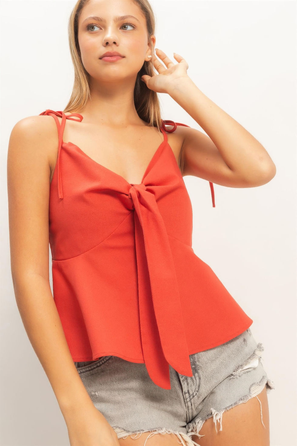Thumbnail: Tie Front Spaghetti Strap Top