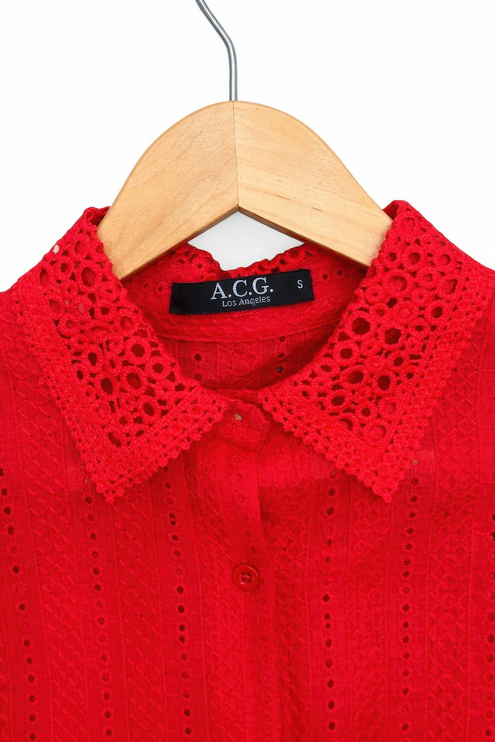 Thumbnail: Timeless Cotton Eyelet Lace Button-front Blouse