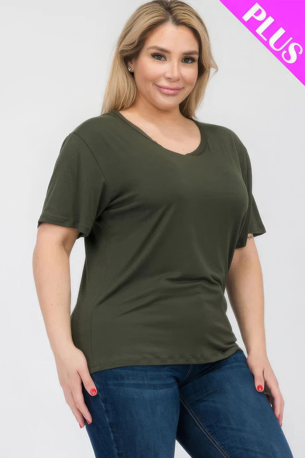 Thumbnail: Plus Size Basic Short Sleeve T-shirt