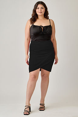 Plus Size Tulip Hem Knit Crepe Skirt