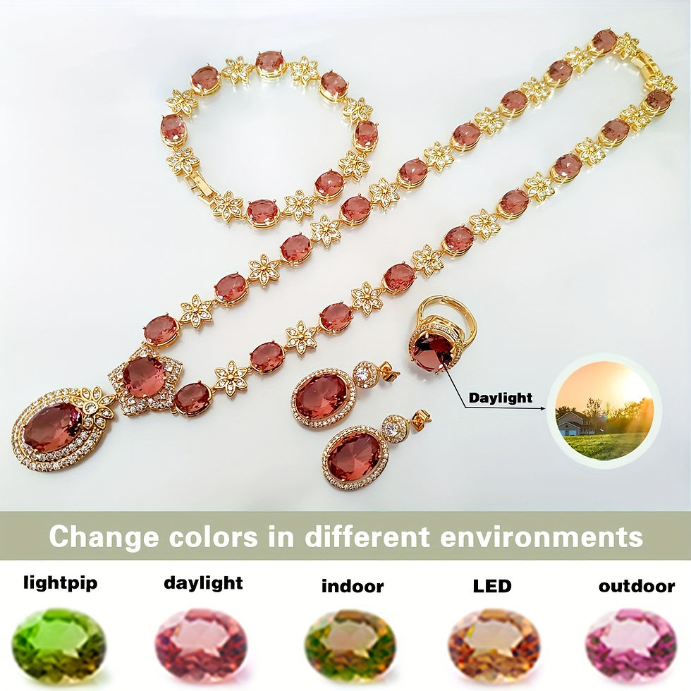 Thumbnail: 4pcs/set Exquisite Sunflower Series Jewelry Set - 18K Gold Plated Copper Oval S