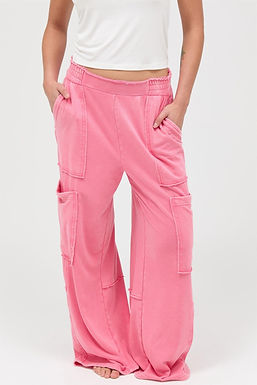 Mineral Wash Wide Leg Cargo Pants