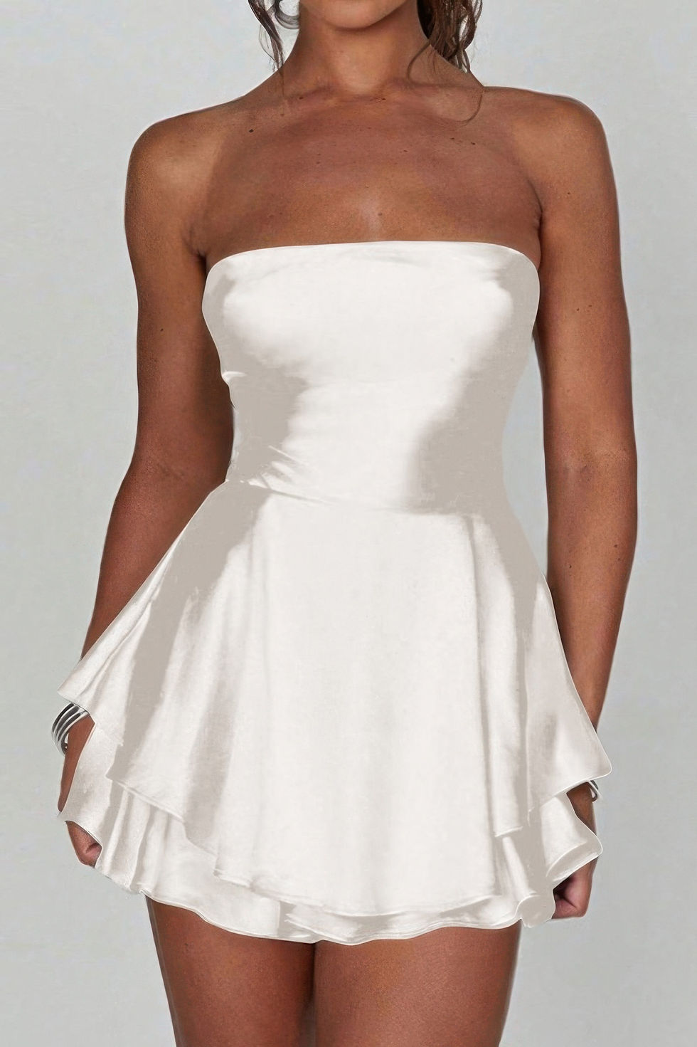 Thumbnail: Solid Backless Lace Up Tube Fit Mini Dress