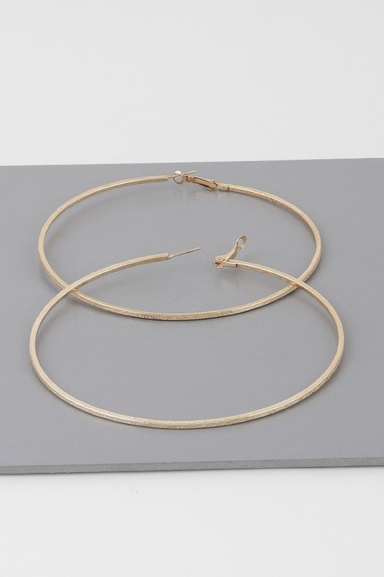 Wide Indented Concrete Hoop Earrings