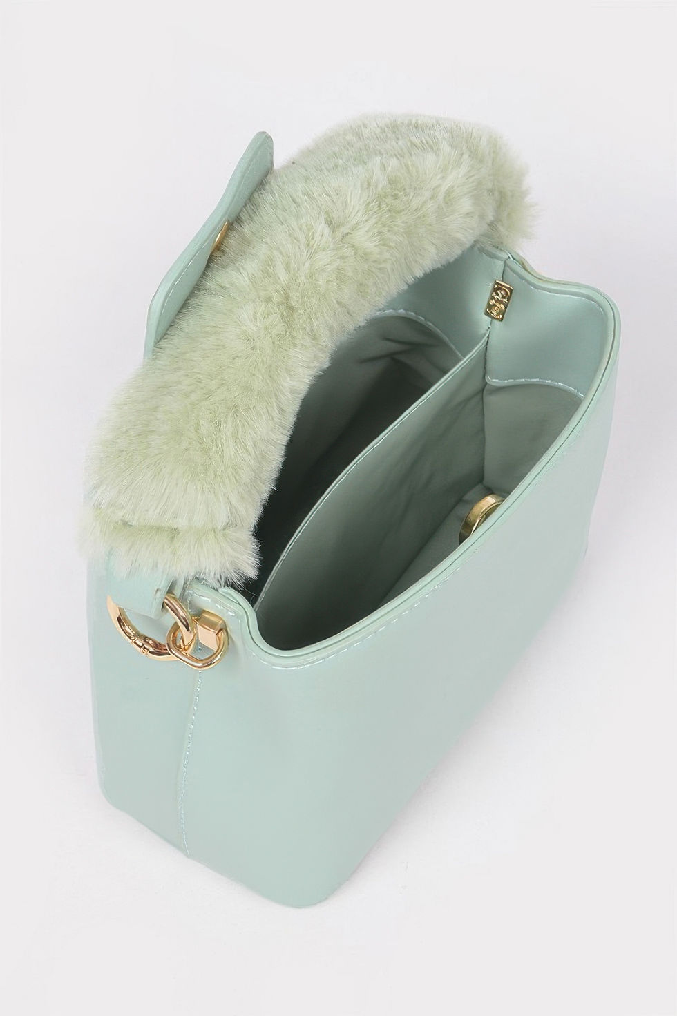 Thumbnail: Faux Leather Fur Handle Bag