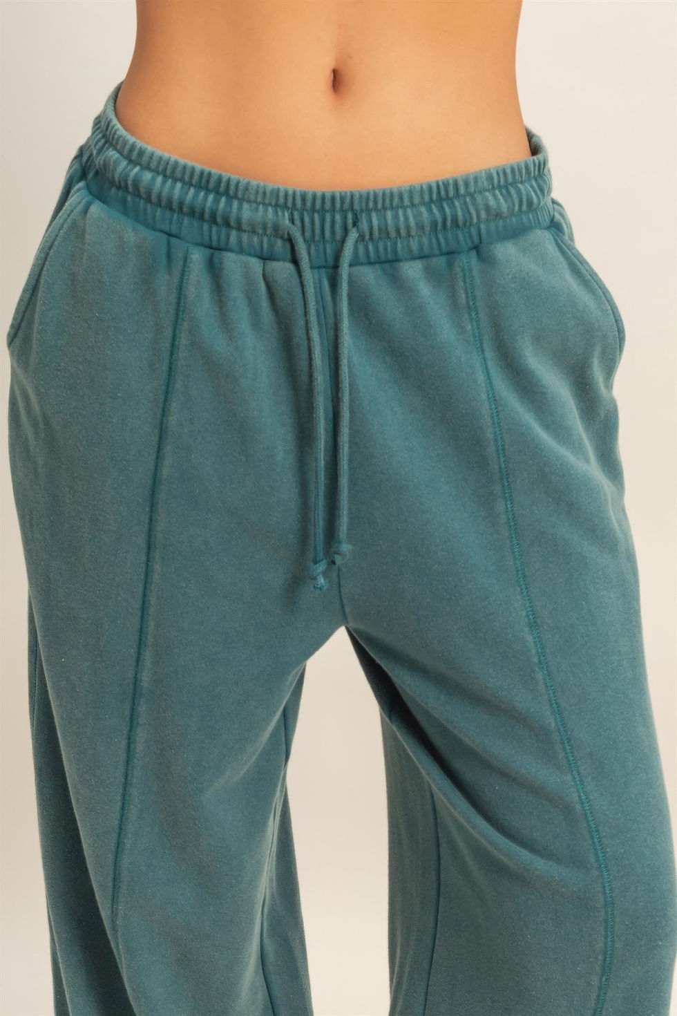 Thumbnail: Acid Wash French Terry Wide-leg Pants