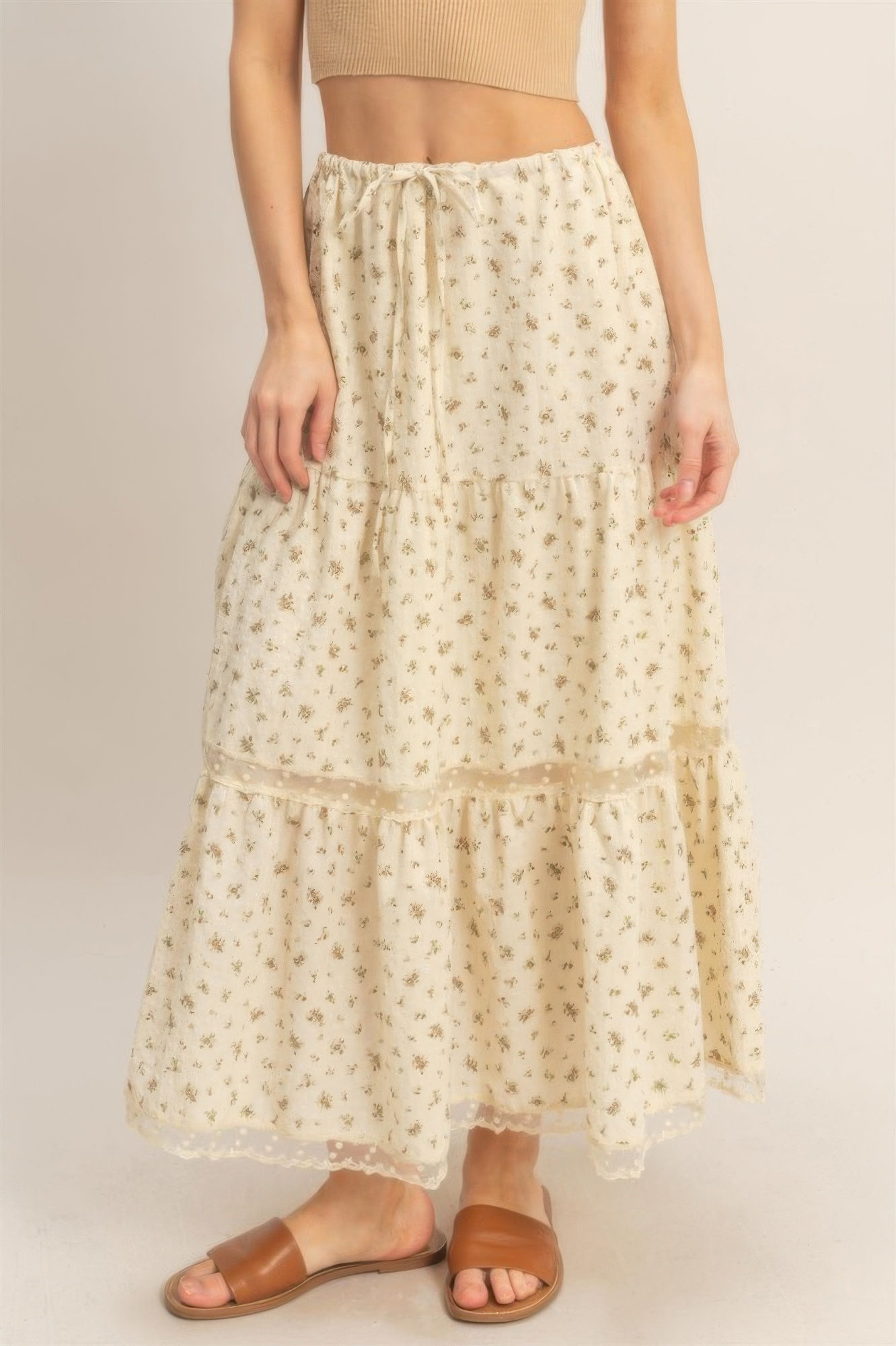 Tiered Lace Trim Skirt