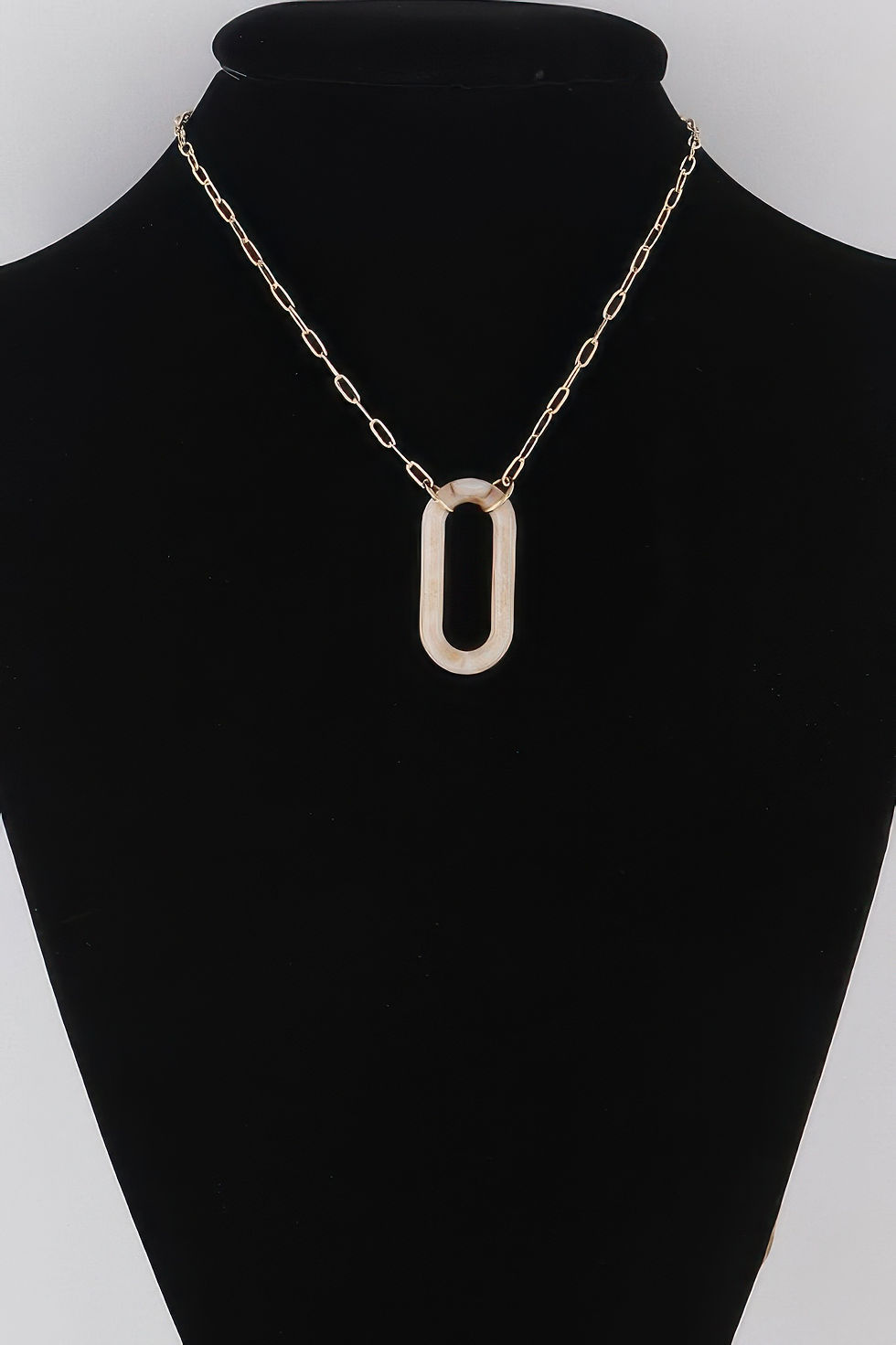 Thumbnail: Marbled Oval Pendant Necklace 