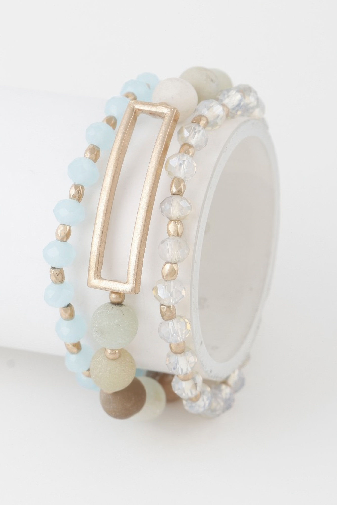 Multi Beaded N Rectangular Pendant Bracelet 