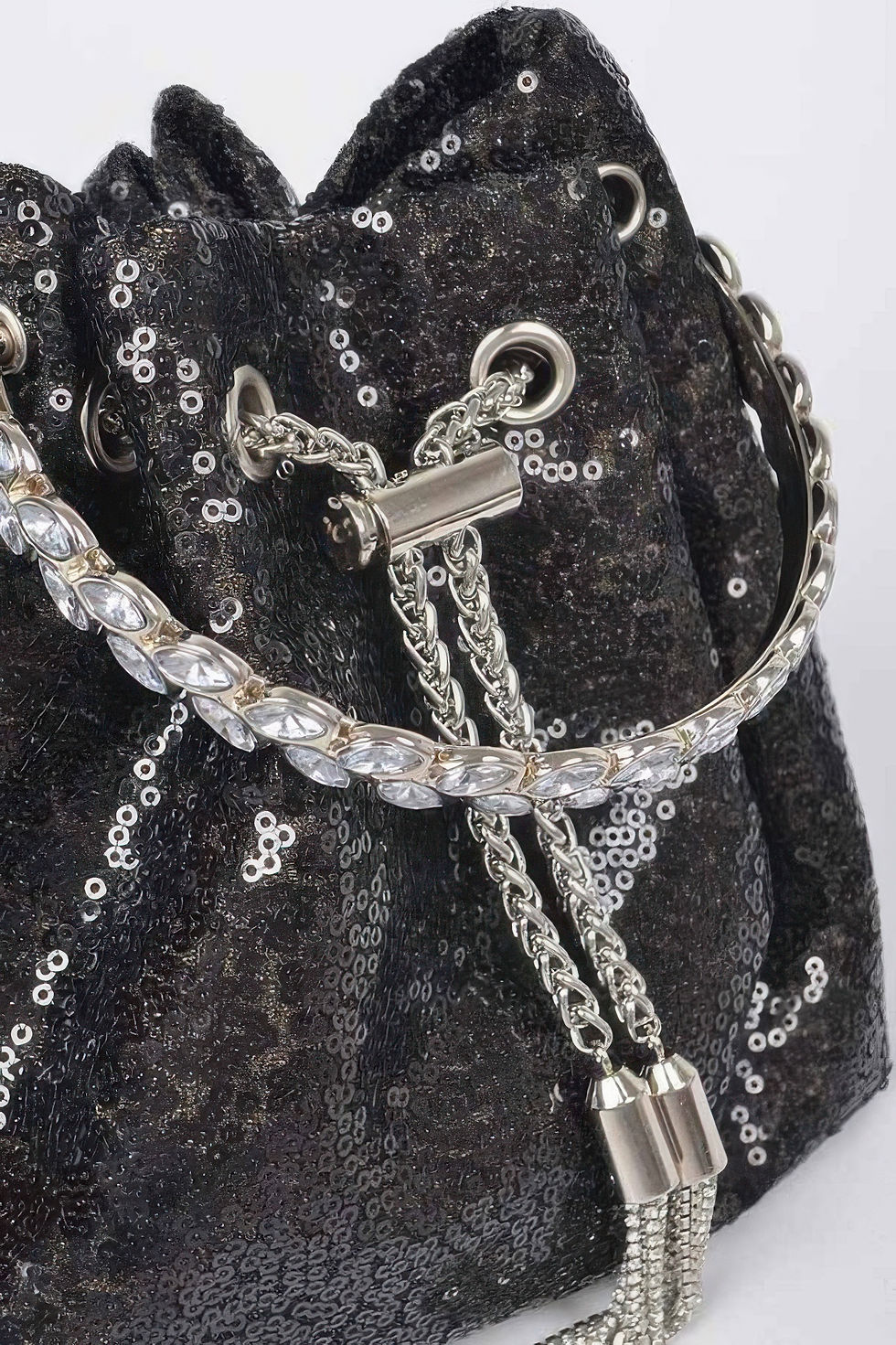 Thumbnail: Sequins Bucket Bag W/stone Handle