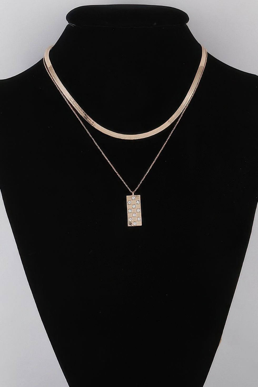 Thumbnail: Checkered Jewel Pendant Necklace 