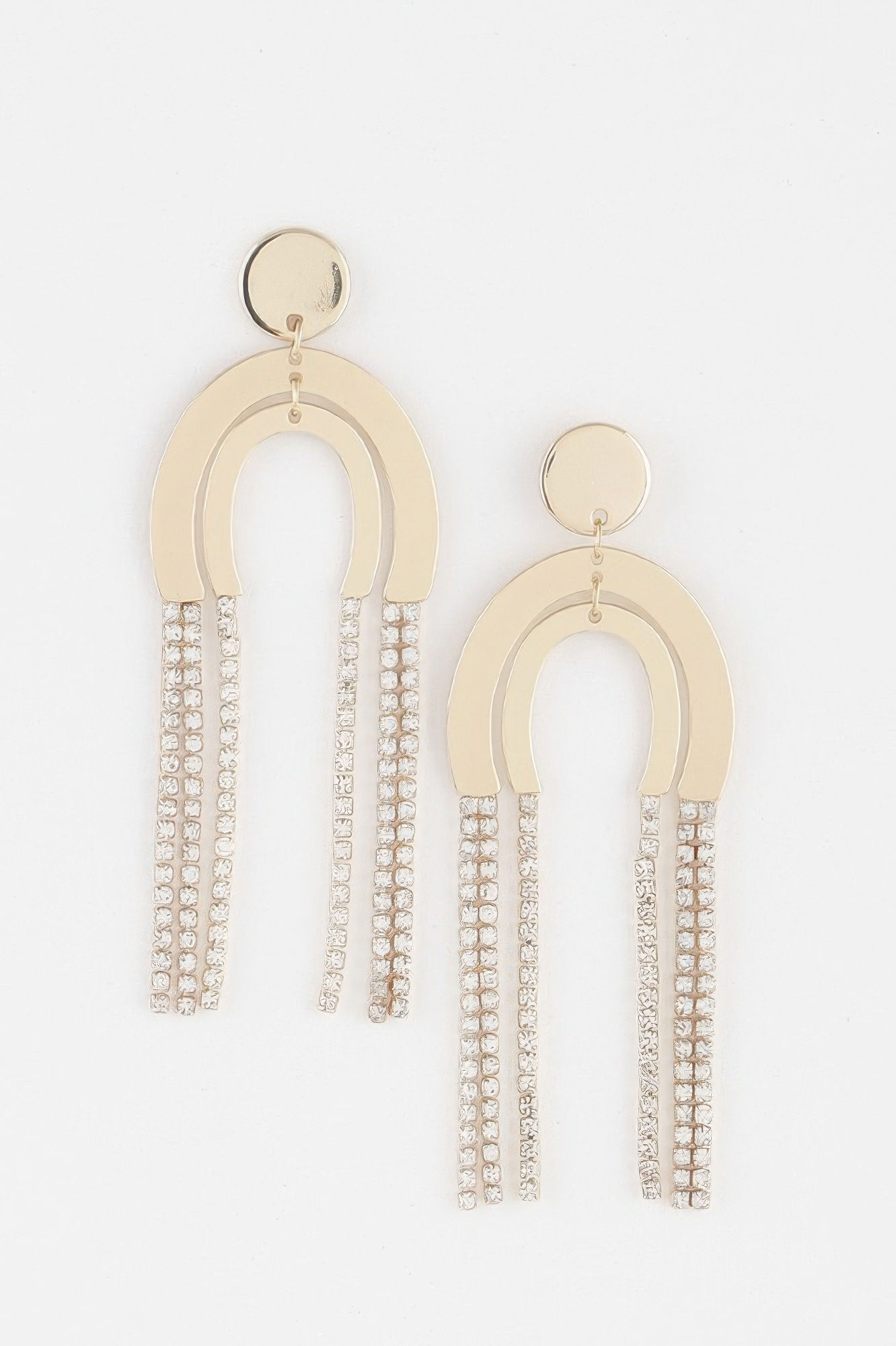 Double Rhinestone Arch Drop Earrings