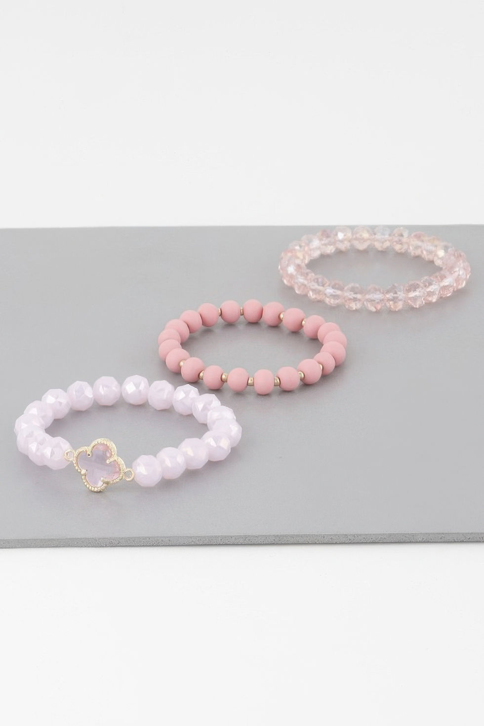 Thumbnail: Triple Crystal Clover Bead Bracelet 