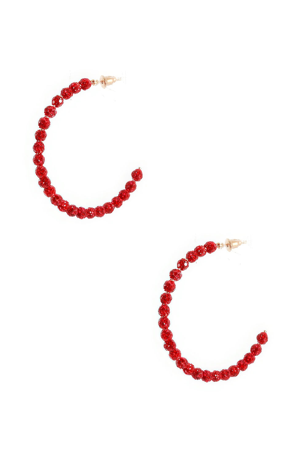 Thumbnail: Rhinestone Bead Open Hoop Post Earring
