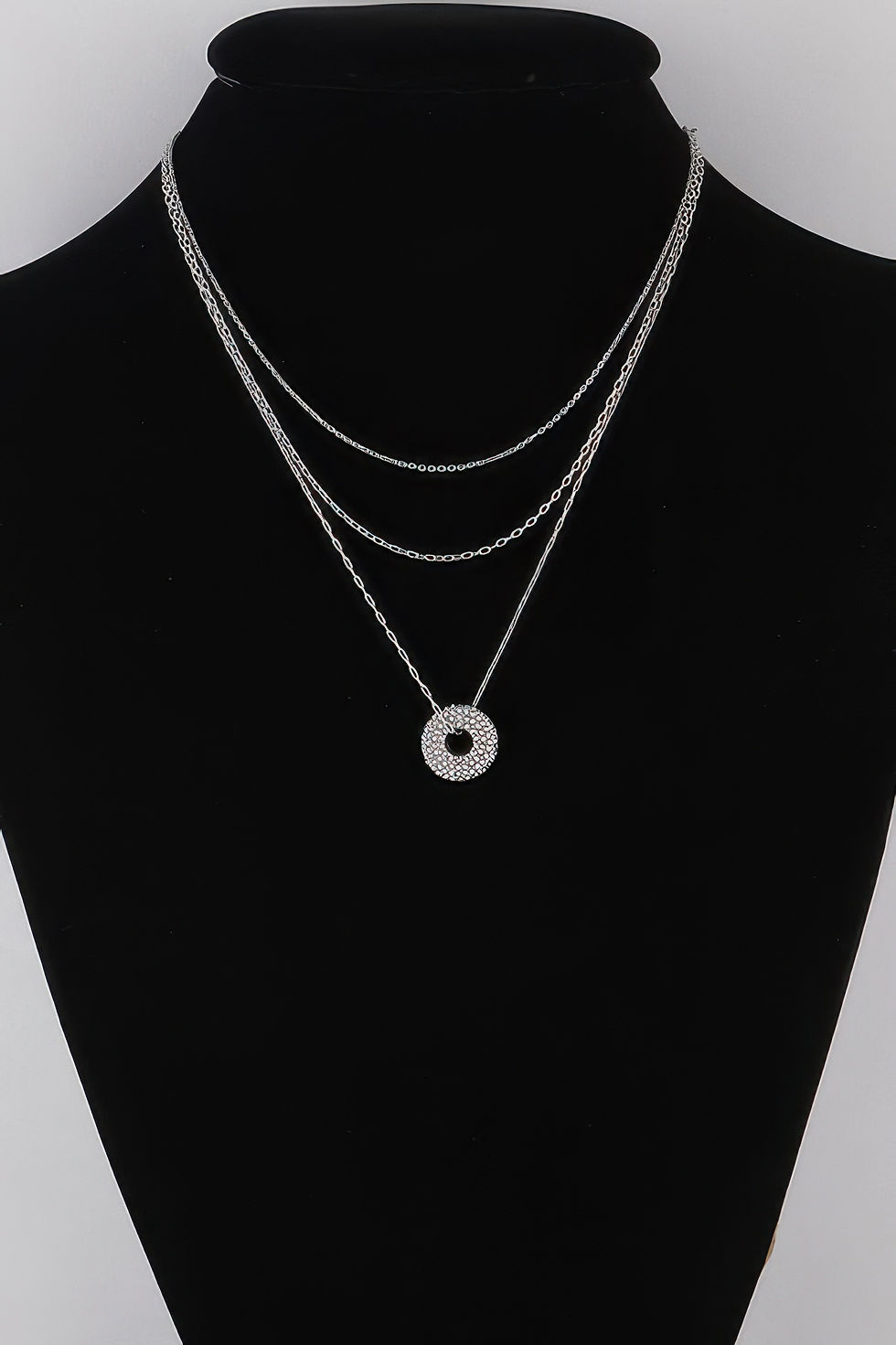 Thumbnail: Jeweled Open Circle Pendant Necklace 