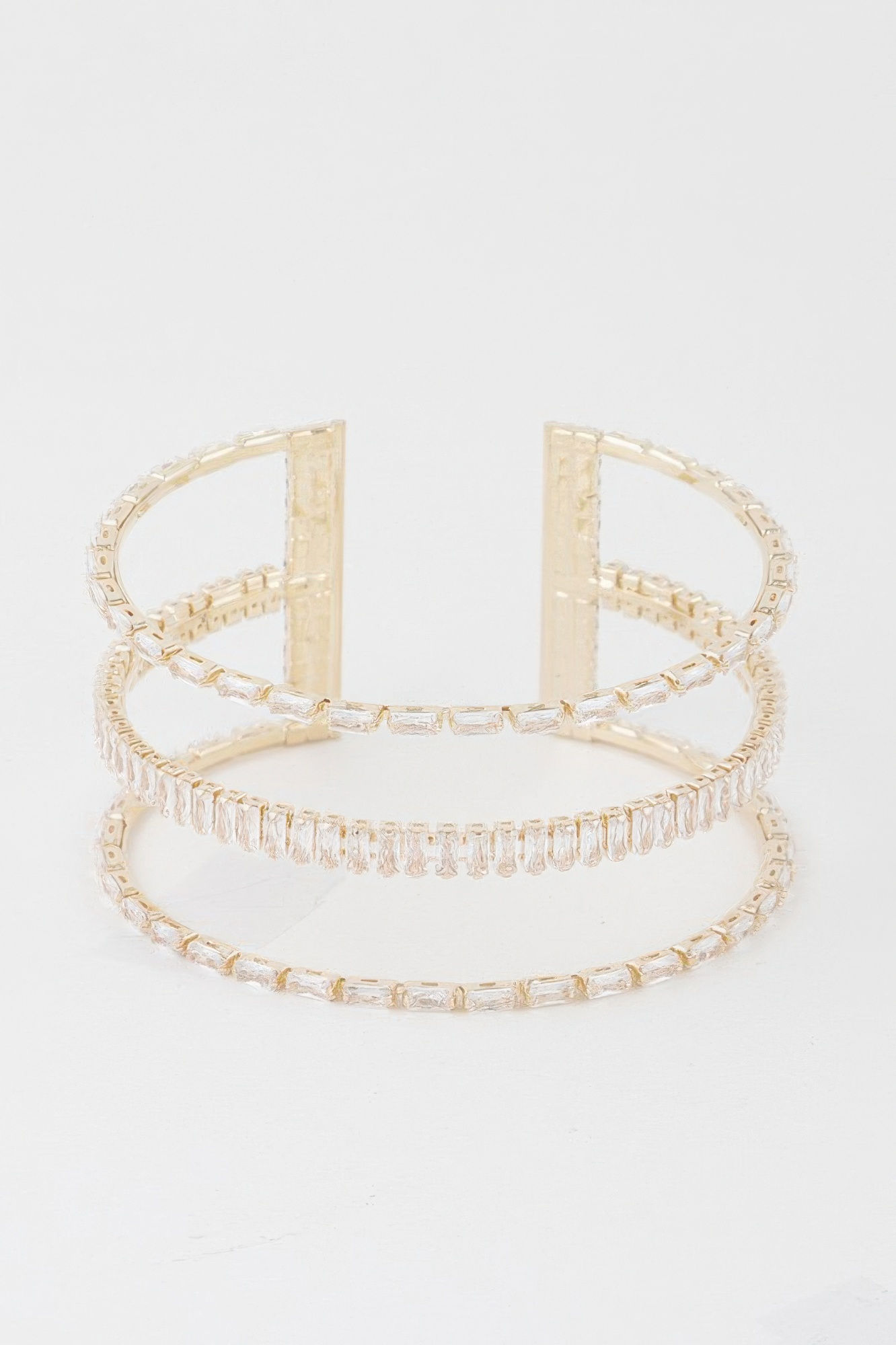 Wide Triple Crystal Cuff Bracelet