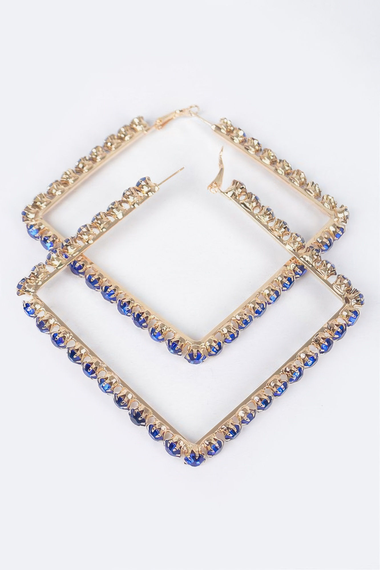Rhinestone Square Hoop Earrings