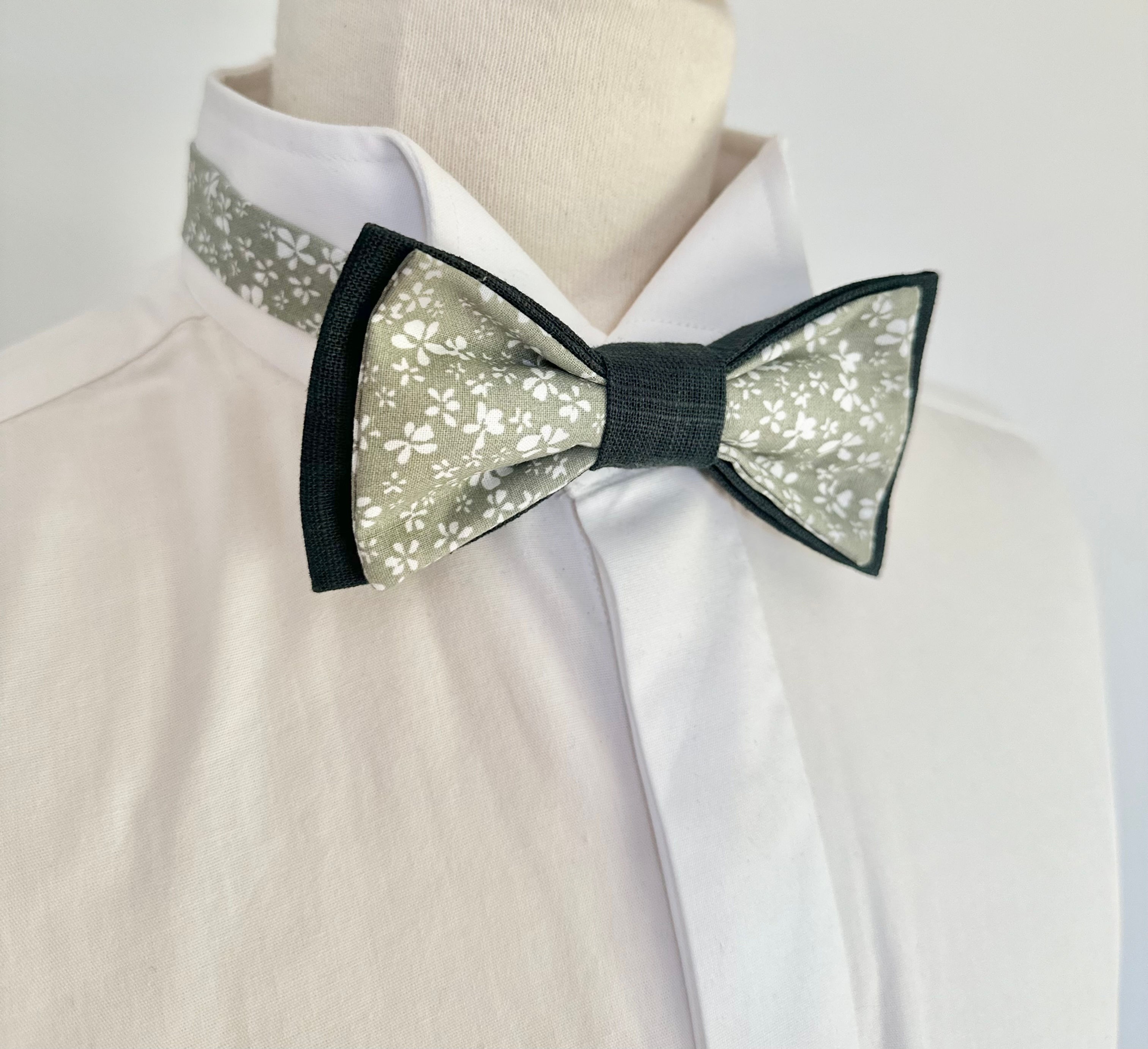 Noeud papillon vert sauge mariage champêtre bohème – "Amandes, vert foncé "