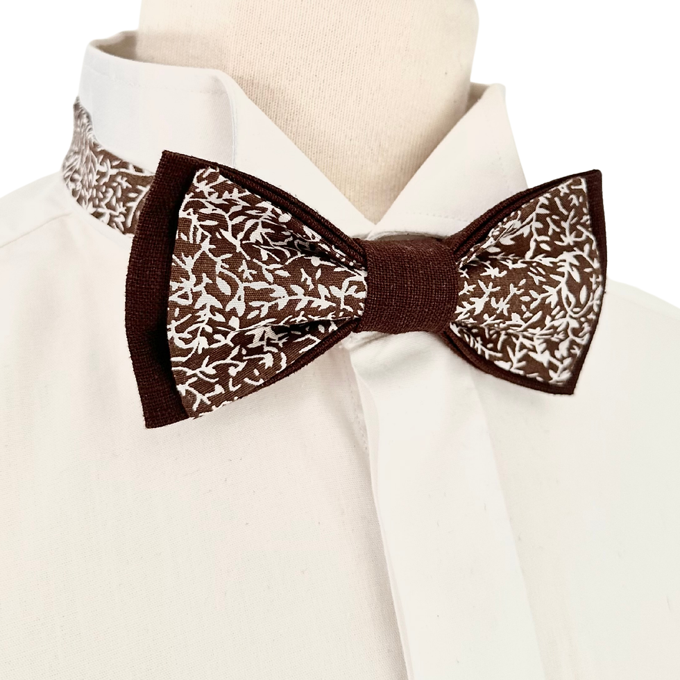 Miniature : noeud papillon homme mariage maron mokka et ecru automne