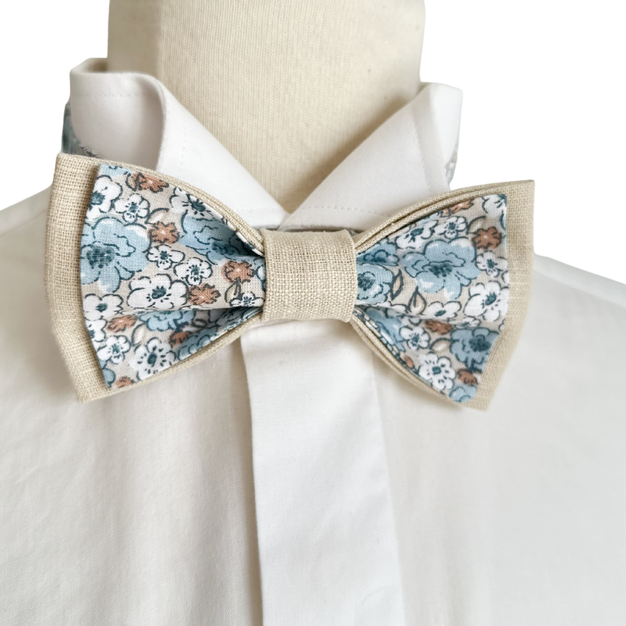 noeud papillon beige bleu clair mariage champetre
