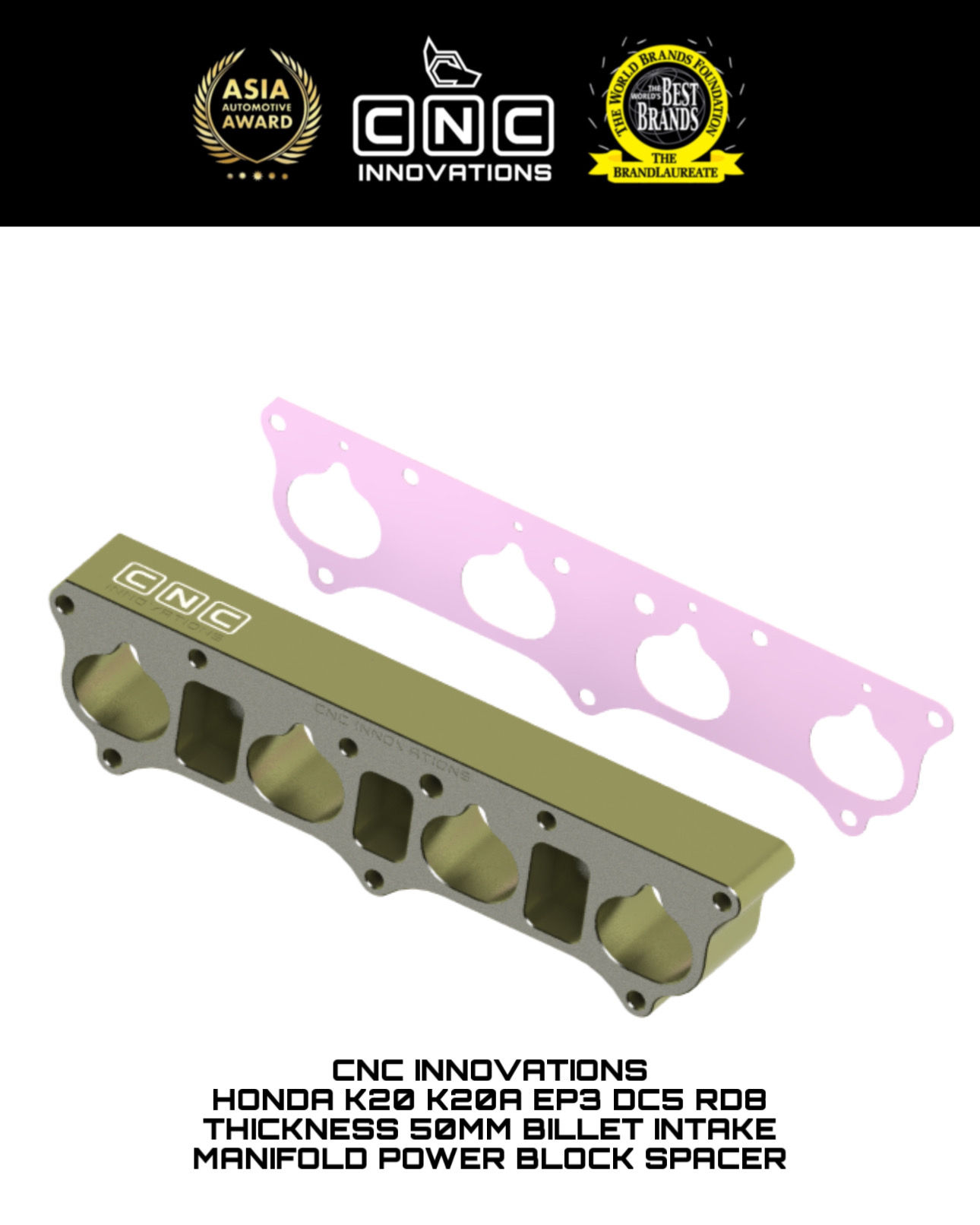 HONDA K20 K20A EP3 DC5 RD8 THICKNESS 50MM INTAKE MANIFOLD POWER BLOCK SPACER