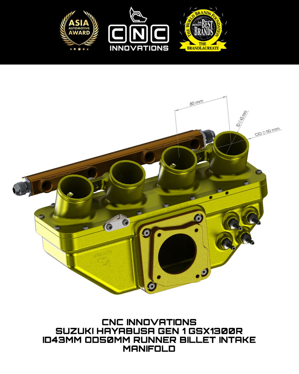 Thumbnail: SUZUKI HAYABUSA GEN 1 GSX1300R ID43MM OD50MM RUNNER BILLET INTAKE MANIFOLD