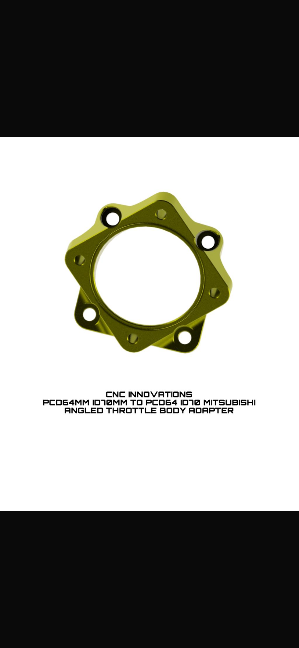 Thumbnail: CC64MM ID70MM TO CC64mm ID70 MITSUBISHI ANGLED THROTTLE BODY ADAPTER