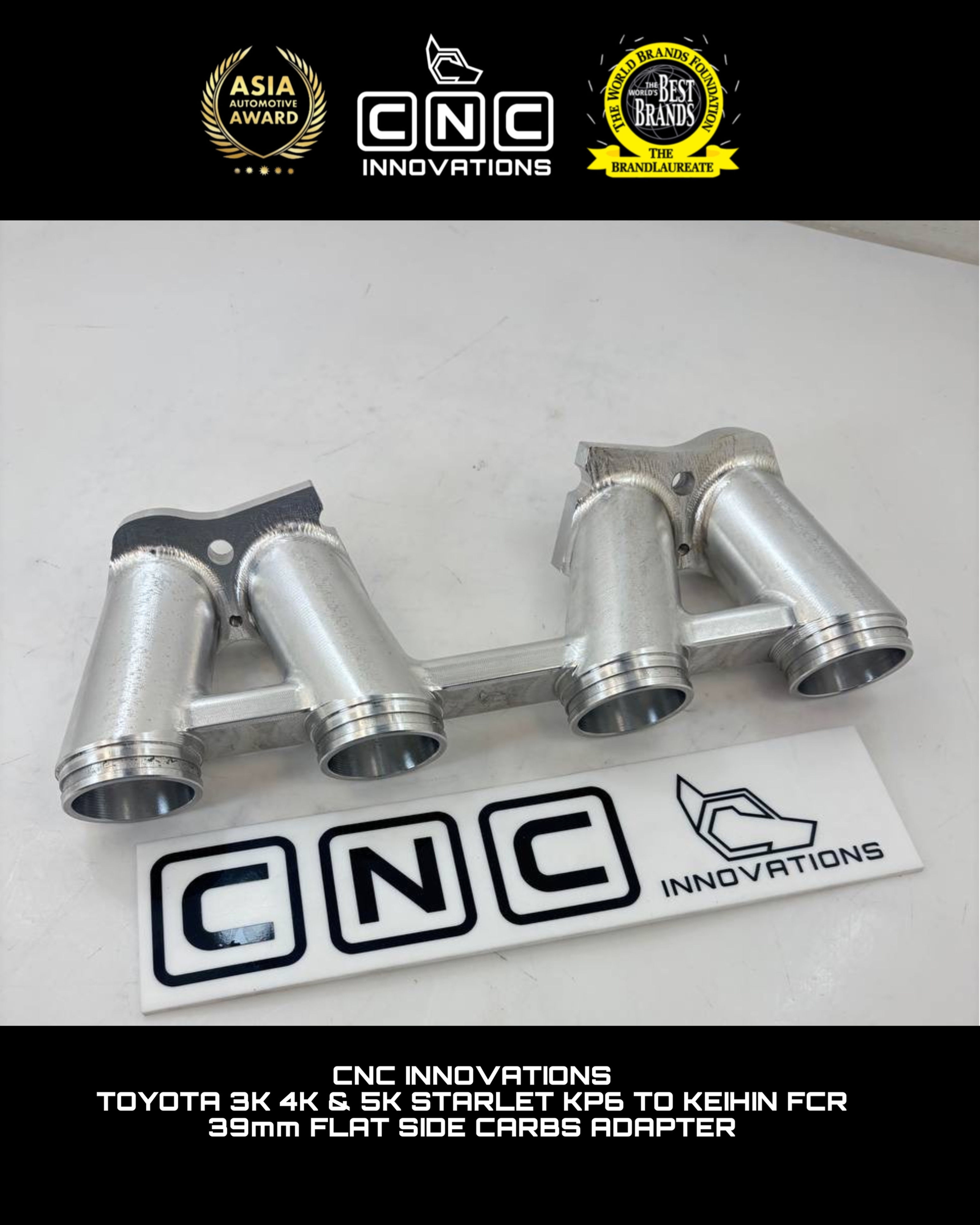 TOYOTA 3K 4K & 5K STARLET KP6 TO KEIHIN FCR 39mm FLAT SIDE CARBS ADAPTER