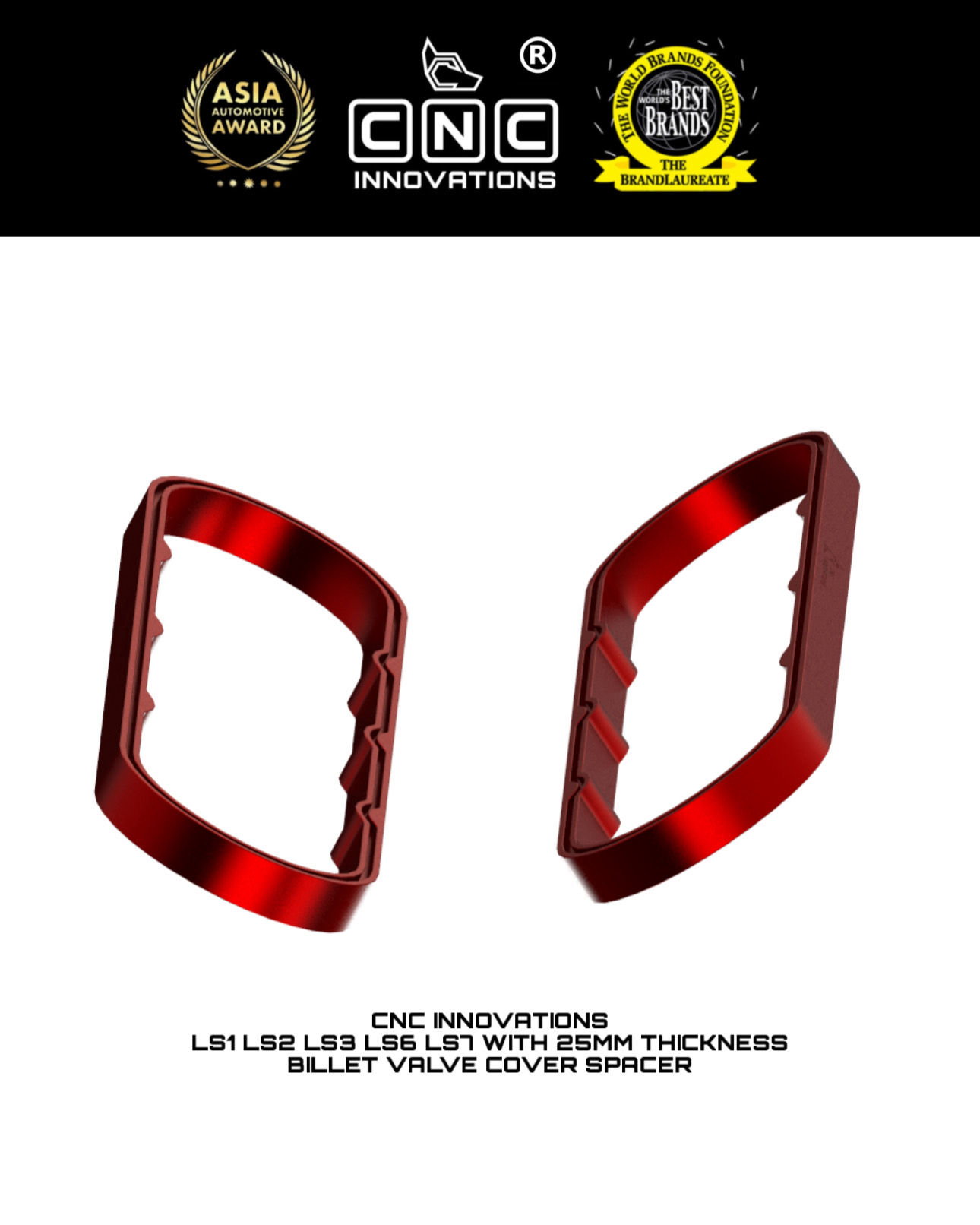 LS1 LS2 LS3 LS6 LS7 WITH 25MM THICKNESS BILLET VALVE COVER SPACER SET