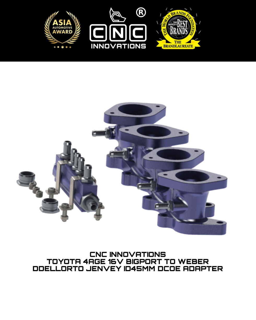 Thumbnail: TOYOTA 4AGE 16V BIGPORT TO WEBER DDELLORTO JENVEY ID45MM DCOE ADAPTER