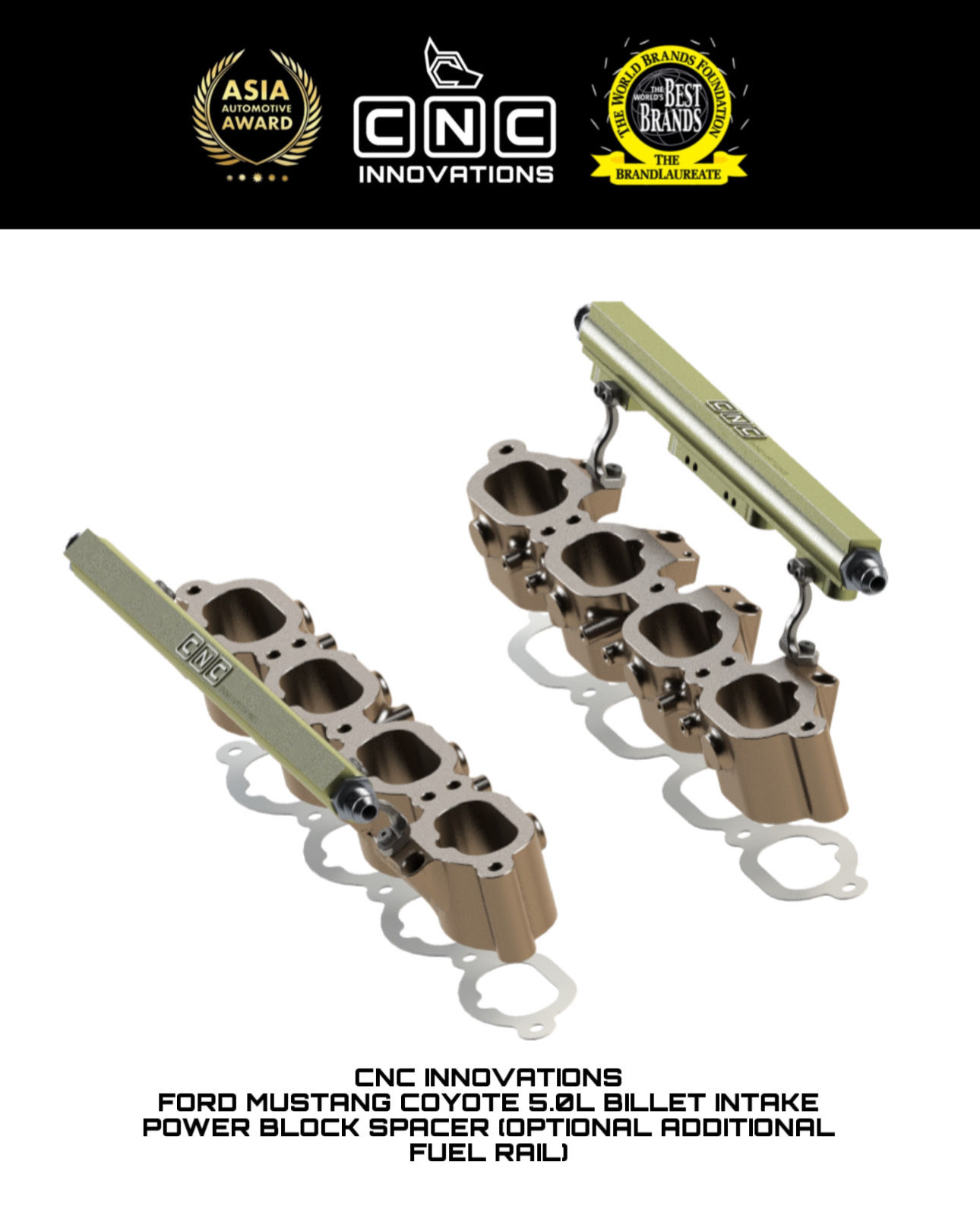 FORD MUSTANG COYOTE 5.0L BILLET INTAKE POWER BLOCK SPACER (OPTIONAL ADDITIONAL F