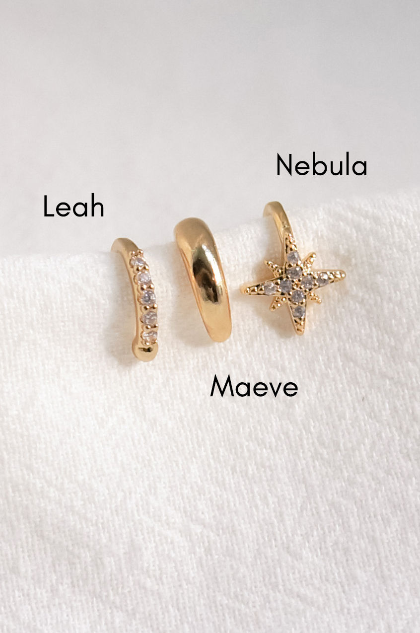 Thumbnail: Maeve + Leah + Nebula Ear Cuff Trio in Gold
