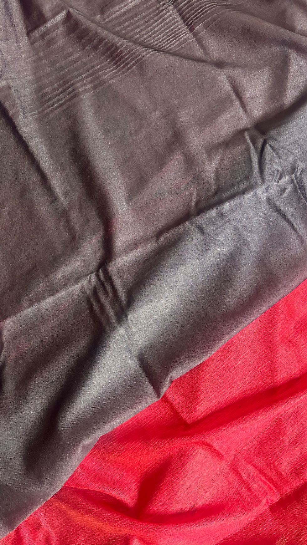Thumbnail: Deep pink silky cotton saree with hand-painted dandelions, paired with a contrast grey blouse
