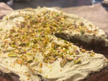 Kladdkaka med pistage kräm