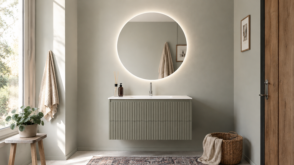 Mobile bagno della collezione Easy GT Bagno con linee essenziali, cassettoni e design minimale.