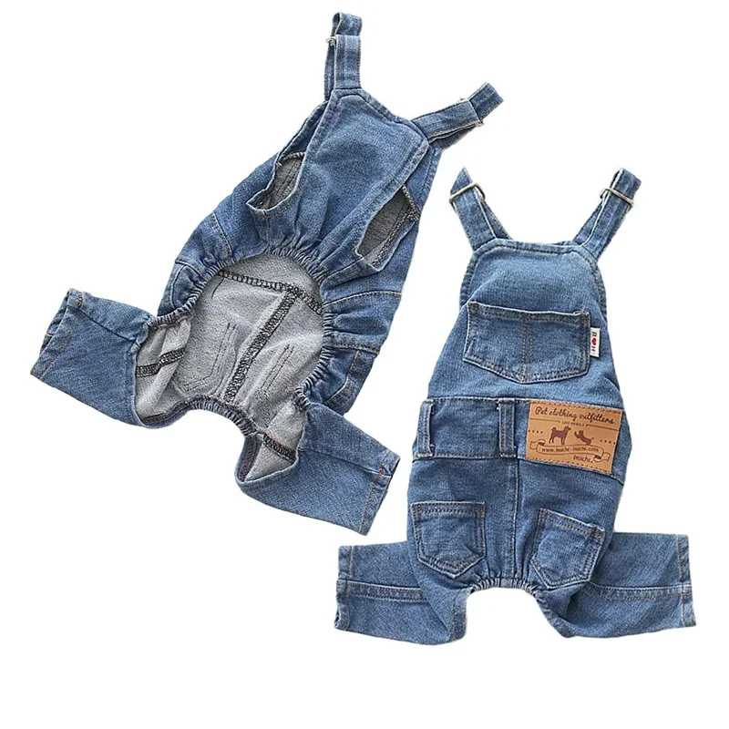 Thumbnail: Denim Pet Overalls for French Bulldog, Jean Jumpsuit for Small and Medium Dogs, 