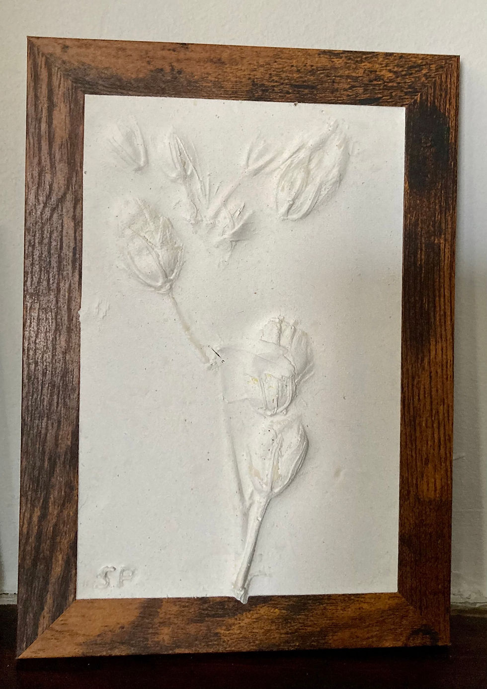 Cadre bois 10x15 cm - Impression béton - Reliefs Hibiscus